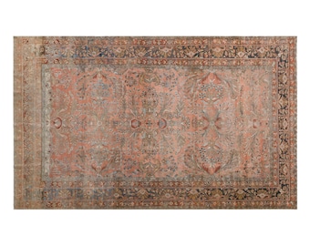 Hand-Spun Wool Oushak Rug – 268x360 cm / 8'9" x 11'10" – 60+ Yr Vintage Turkish Bohemian & Caucasian Motifs