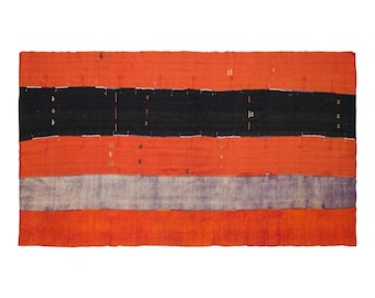 Vintage Turkish Cihanbeyli Curtain Kilim, 6.7x14.4 ft, 205x440 cm, Handmade Wool Kilim