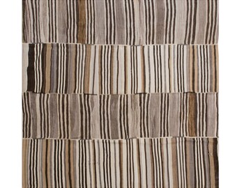 Authentic Minimalist Vintage Kilim Rug 300×310 cm (9.8×10.2 ft) | Turkish 60+ Year Old Area Rug