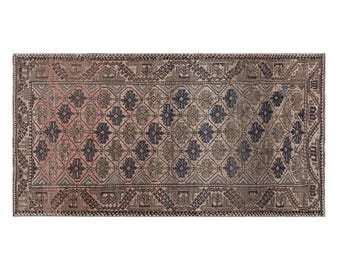 Antique Oushak Rug, 117x220 cm (3.8x7.2 ft), Vintage Turkish Rug, Handmade Area Rug, One of a Kind Old Rug