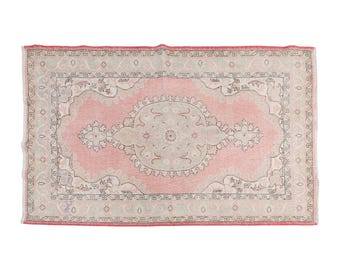 Turkish Rug, Vintage Rug, 4'4 x 6'8 feet, Oushak Rug, Antique Rug, Oriental Rug, Handmade Rug, Decorative Rug, Muted Rug, Old Rug,Area Rug