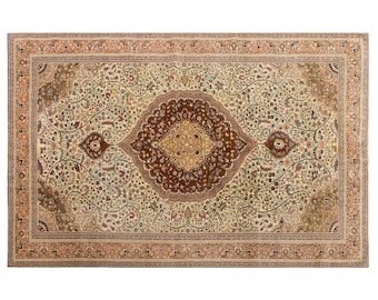 Hand-Spun Wool Turkish Rug, 60+ Yrs Old – Large Vintage Bohemian & Traditional Caucasian Motifs – 195x295 cm / 6'5"x9'8" – Unique Home Decor