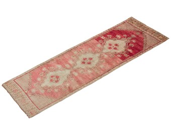 Runner Rug", Antique Rug, 2.10 x 10.3 feet, Oushak Rug, Vintage Rug, Turkish Rug, Hallway Rug, Floor Rug, Kitchen Rug, Wool Rug, Old Rug