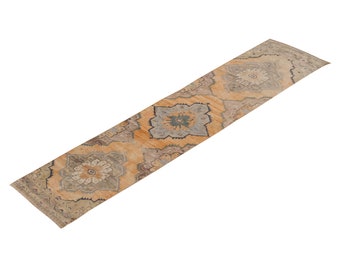2'9 X 12'4 ft Vintage Rug Runner,Floor Oushak Rug,Hallway Turkish Rug Runner,Oushak Rugs,long runner, narrow long runner,Oushak Long Runner