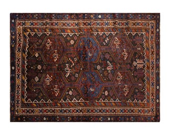 Vintage Turkish Wool Rug, Handwoven Anatolian Carpet, 118 x 182 cm 4 x 6 ft, 60 Years Old Tribal Traditional Rug, Bohemian Floral Rug