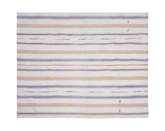Minimalist Modern Kilim Rug 180x238 cm, Striped Turkish Kilim Rug, Striped Design, Soft Muted Colors, Handwoven Wool, 5'11" x 7'10" Feet