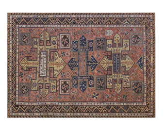 Vintage Turkish Soumak Kilim Rug 213 x 300 cm | 7 x 9.10 ft Antique Caucasian Flatweave | 100+ Years Old Decorative Rug