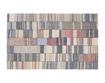 Stripe Kilim Rug, 275 x 400 cm, Wool and Cotton Turkish Kilim, Minimalist Striped Rug, 8'11" x 13'1" Kilim, Boho Flatweave Rug