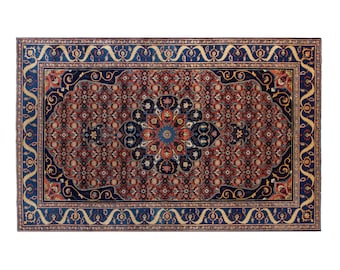 60+ Yr Hand-Spun Wool Oushak Rug – Vintage Turkish Bohemian & Traditional Caucasian Motifs – 172x273 cm / 5'7" x 8'11" – Artisan Crafted