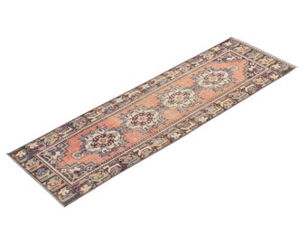 3 X 9'2 feet Vintage Rug Runner,Floor Oushak Rug,Hallway Turkish Rug Runner,Oushak Rugs,long runner, narrow long runner,Oushak Long Runner