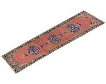 Runner Rug", Turkish Rug, Antique Rug, 2.6 x 10.4 feet, Oushak Rug, Vintage Rug, Oriental Rug, Handmade Rug, Hallway Rug", Kitchen Rug