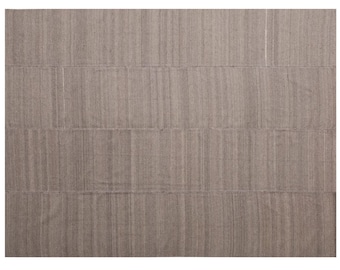 Minimalist Modern Turkish Kilim Rug – Handwoven 60+ Years Old | 9'3" x 10'4" ft (282 x 315 cm) | Goat Hair Vintage Oushak Kilim