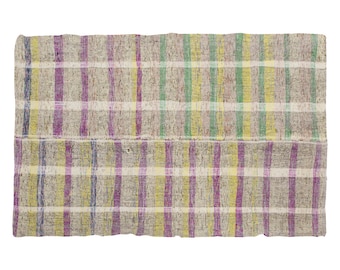 Minimalist Kilim Rug,Goat Hair & Wool Mixed Turkish Rug,Striped Kilim Rug 6'2 x 8'8 feet,Minimal Kilim Rug,187x264cm,Goat Hair Turkish Kilim