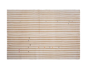 Striped Turkish Kilim Rug, 186x280 cm, Vintage Wool Kilim, Minimalist Kilim Rug, Striped Design Kilim, Boho Flatweave Rug 6'1 x 9'2 ft