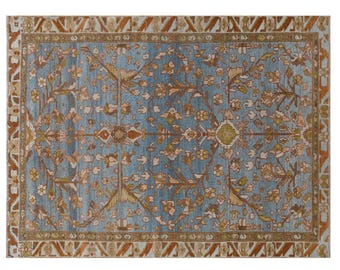 125x195 cm Vintage Oushak Rug – 60+ yrs Old Handmade Wool Area Rug – Bohemian & Caucasian Design – Decorative Floor Rug