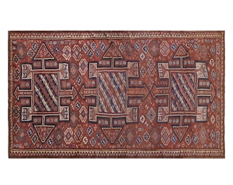 Hand-Spun Wool Oushak Rug – 197x320 cm / 6'5" x 10'6" – 100 Yr Vintage Turkish Bohemian & Caucasian Motifs