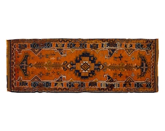 Runner Rug", Turkish Rug, Antique Rug, 3.5 x 9.9 feet, Oushak Rug, Vintage Rug, Oriental Rug, Handmade Rug, Hallway Rug", Kitchen Rug