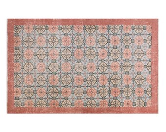Handwoven Luxury Vintage Oushak Rug 125x206 cm (4.1 x 6.8 ft) | Turkish Area Rug | 60+ Years Old