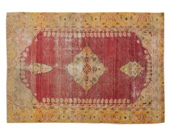 Turkish Rug", Vintage Rug, Area Rug, 3.6 x 5.2 feet, Oushak Rug, Antique Rug, Oriental Rug, Handmade Rug, Decorative Rug, Muted Rug, Old Rug