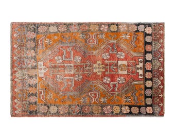 Vintage Turkish Oushak Rug, 4'4"x6'11", Handmade Wool Area Rug, Bohemian Antique Carpet, Handwoven Rug, Wool-on-Wool Traditional Design Rug
