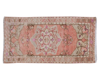 Vintage Rug", Area Rug, Turkish Rug, 2.2 x 4.3 feet, Oushak Rug, Antique Rug, Oriental Rug, Handmade Rug, Decorative Rug, Muted Rug, Old Rug