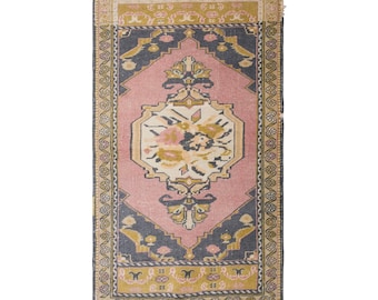 Vintage Turkish Prayer Rug, 2.5x4.1 ft, 76x125 cm, Handmade Anatolian Wool Rug