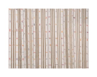 8x9 rug, 7.8x9.1 feet,Stripe Kilim Rug,237x278cm,Striped Design Turkish Kilim Rug Minimalist Modern Kilim Rug, Striped Kilim Rug,Neutral Rug