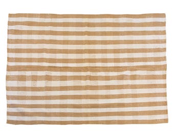 Muted Striped Design, 1960s Vintage Turkish Kilim Rug – 195 x 265 cm | 6'5" x 8'8" – Handwoven Wool Flatweave, Boho Minimalist Decor