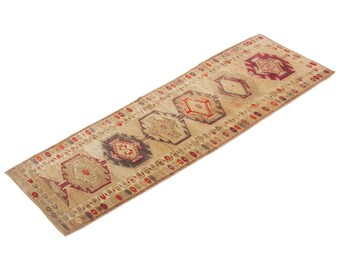 Runner Rug", Antique Rug, 3.1 x 10.10 feet, Oushak Rug, Vintage Rug, Turkish Rug, Hallway Rug, Floor Rug, Kitchen Rug, Wool Rug, Old Rug