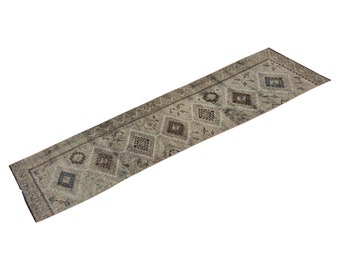 Runner Rug, Antique Rug, 2.1 x 10.8 feet, Oushak Rug, Vintage Rug, Turkish Rug, Hallway Rug, Floor Rug, Kitchen Rug, Wool Rug, Old Rug