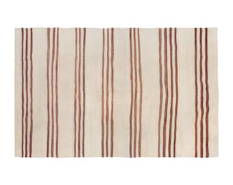 Striped Kilim Rug, Minimalist Turkish Kilim, 4'9" x 7'10" (145 x 238 cm), Handwoven Striped Design, Modern Kilim Rug