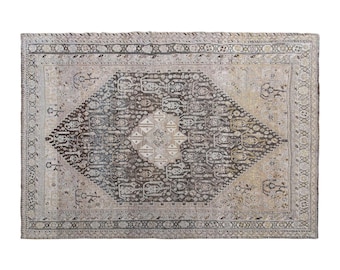 Vintage Turkish Rug, 5.3x6.7 ft, 161x205 cm, Handwoven Wool Rug