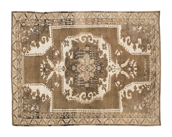 Turkish Rug, Vintage Rug, Area Rug, 7'1 x 9.8 feet, Oushak Rug, Antique Rug, Oriental Rug, Handmade Rug, Decorative Rug, Large Rug, Old Rug