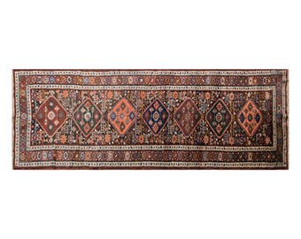 Vintage Runner Rug – 60+ Years Old – Handwoven Wool Rug – 99 x 365 cm / 3.2 x 12.0 ft – Antique Tribal Hallway Runner – One of a Kind Carpet