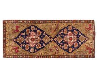 Turkish Rug, Vintage Rug, Area Rug, 4.11 x 12.7 feet, Oushak Rug, Antique Rug, Oriental Rug, Handmade Rug, Decorative Rug, Large Rug,Old Rug