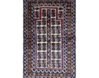 Vintage Turkish Prayer Rug, 2.8x4.6 ft, 85x140 cm, Handmade Anatolian Wool Rug