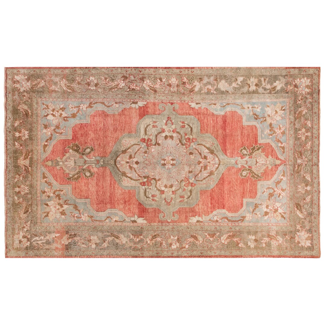 Handwoven Vintage Turkish Rug 220x358 Cm | Large Area Rug 7x12 Ft