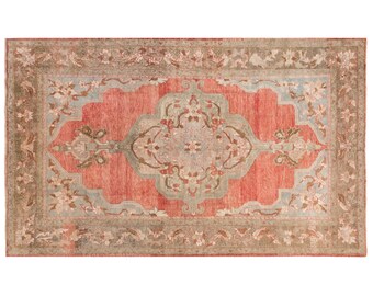 Handwoven Vintage Turkish Rug 220x358 cm | Large Area Rug 7x12 ft | Oushak Antique Rug, Handmade Decorative Wool Rug, Washed & Ready