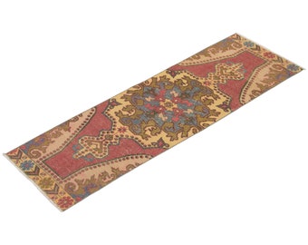 Turkish Rug, Antique" Rug, Muted Rug, 2.4 x 7.5 feet, Oushak Rug, Vintage Rug, Oriental Rug, Runner Rug, Hallway Rug, Kitchen Rug, Floor Rug