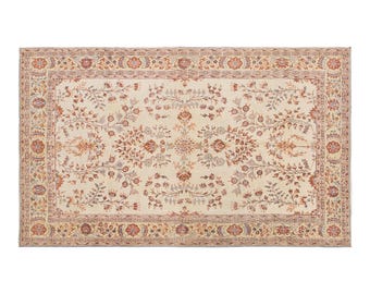 Vintage Isparta Wool Rug 6'9" x 10'4" | 205 x 315 cm, Handwoven Turkish Rug, Bohemian & Traditional Caucasian Design, 1960s Carpet