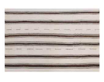 60+ Year Old Vintage Turkish Kilim Rug 195x285 cm (6.4x9.3 ft) | Minimalist Wool Rug