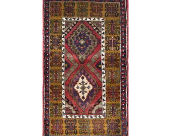 Vintage Turkish Prayer Rug, 3.4x5.7 ft, 105x175 cm, Handmade Anatolian Wool Rug