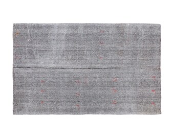 Pink Goat Hair Kilim Rug, Minimalist Solid Turkish Kilim, 5'11" x 9'0" (180 x 275 cm), Handwoven Turkish Rug, Solid Turkish Minimal  kilim