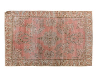 Vintage Rug, Sarough Rug, Turkish Rug, 4.1 x 6.4 feet, Sarouk Rug,Oushak Rug, Antique Rug, Oriental Rug, Handmade Rug,Decorative Rug,Old Rug