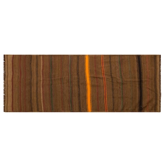 60年以上前の手作りトルコキリムランナー – 110 x 295 cm / 3.6x9.7