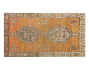 Vintage Turkish Oushak Rug – 60+ Years Old – Handwoven Wool Rug – 105 x 250 cm / 3.4 x 8.2 ft  – Decorative Rug – One of a Kind Piece