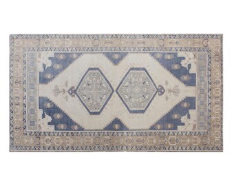 Vintage Anatolian Rug 4'11" x 8'10" (150x270 cm), 60+ Years Old Turkish Oushak Rug, Handmade Antique Rug, Boho Area Rug