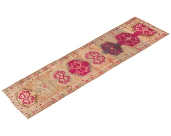 Turkish Rug",Antique Rug, Muted Rug, 2.11 x 11.4 feet, Oushak Rug, Vintage Rug, Oriental Rug, Runner Rug, Hallway Rug, Kitchen Rug,Floor Rug