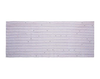 Minimalist Modern Kilim Rug 110x308 cm, Striped Turkish Kilim Rug, Handwoven Wool, Striped Design, Soft Muted Colors, 3'7" x 10'1" Feet