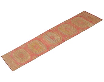 Turkish Rug", Runner Rug, Vintage Rug, 2.2 x 10.6 feet, Kitchen Rug, Oushak Rug, Antique Rug, Oriental Rug, Hallway Rug, Muted Rug, Wool Rug